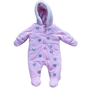 Juicy Couture Baby size 3 to 6 months Pink Hooded Zip Up One - Piece Soft Comfy